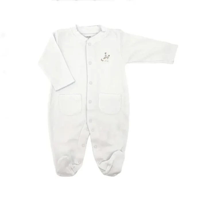 Pima Puppy Footie, White & Blue