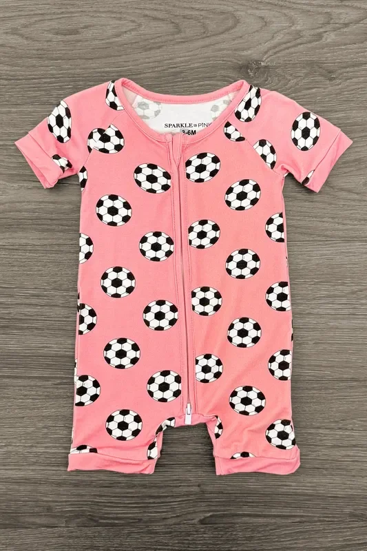 Pink Bamboo Soccer Ball Onesie