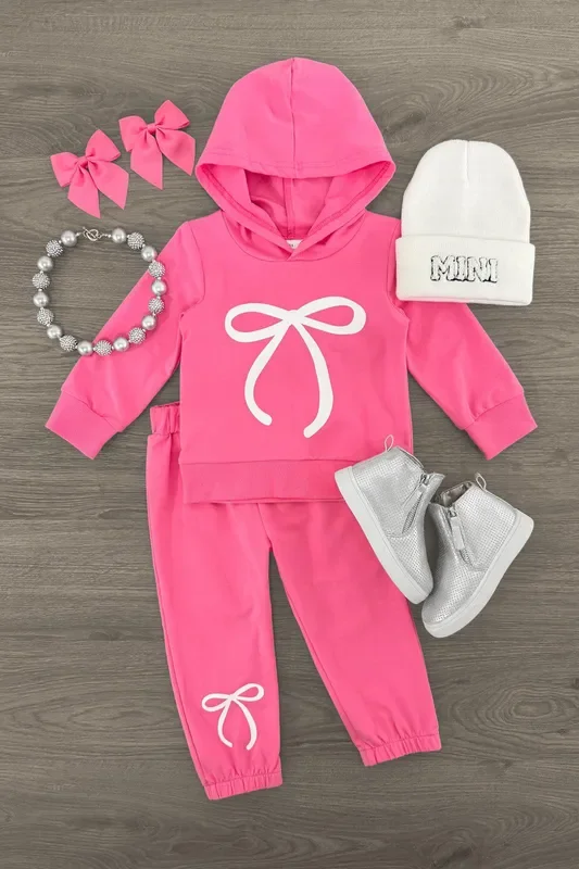 Pink Bow Hoodie Lounge Set