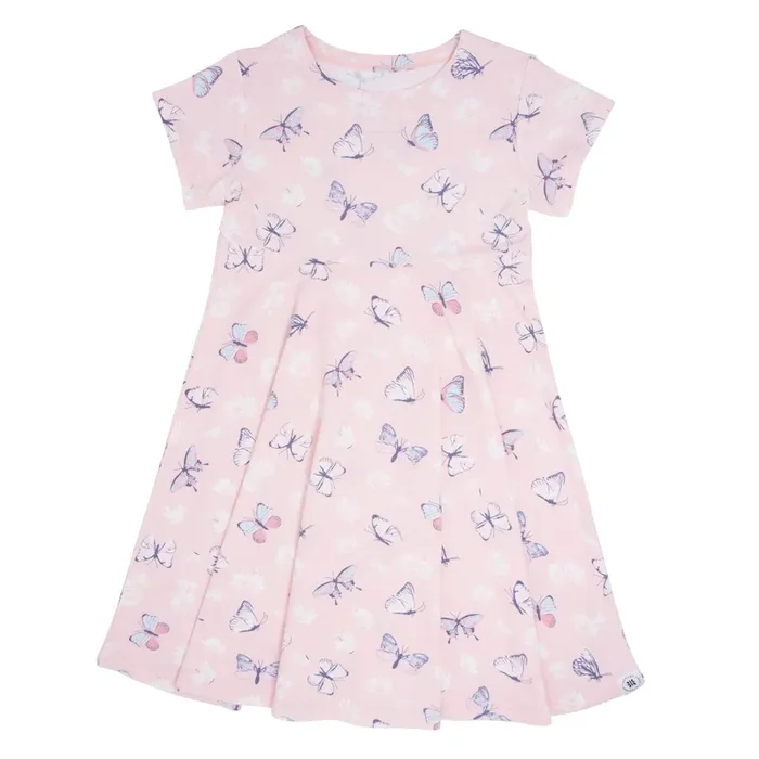 Pink Butterfly Daisy Bamboo Cap Sleeve Swirly Girl Dress