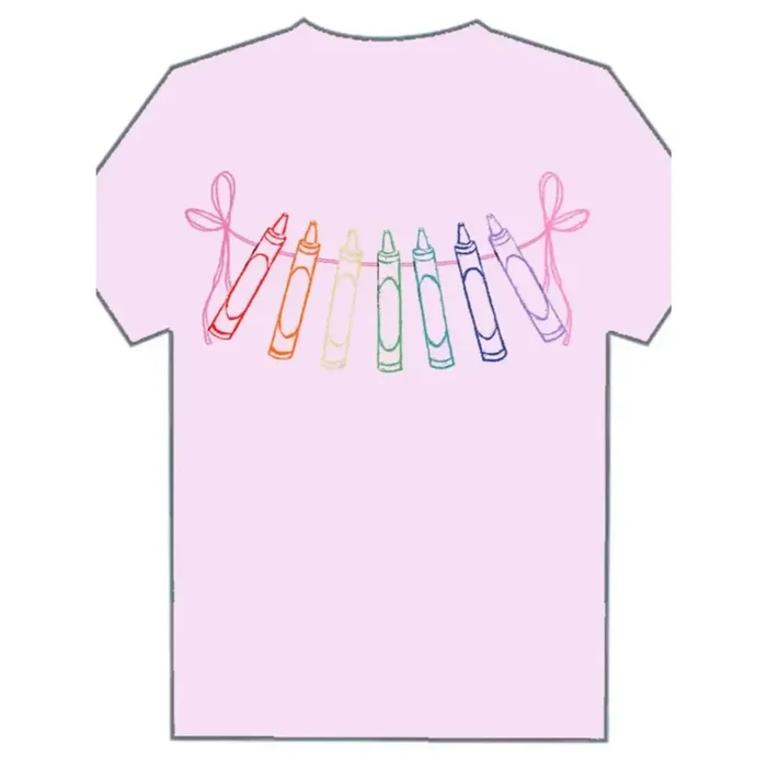 Pink Crayons with Bows SS T-Shirt