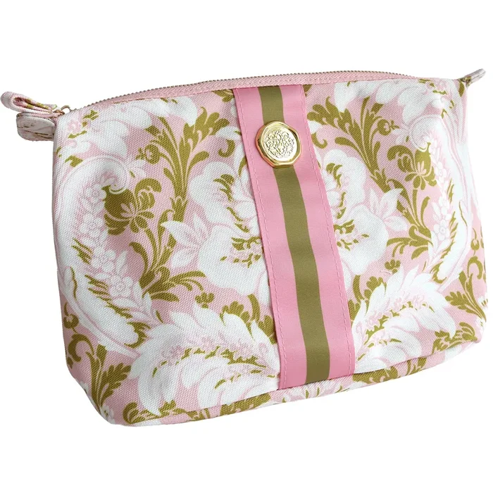 Pink Damask Large Cosmetic