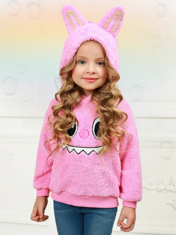 Pink Fluffy Lil Bubu Ears Hoodie