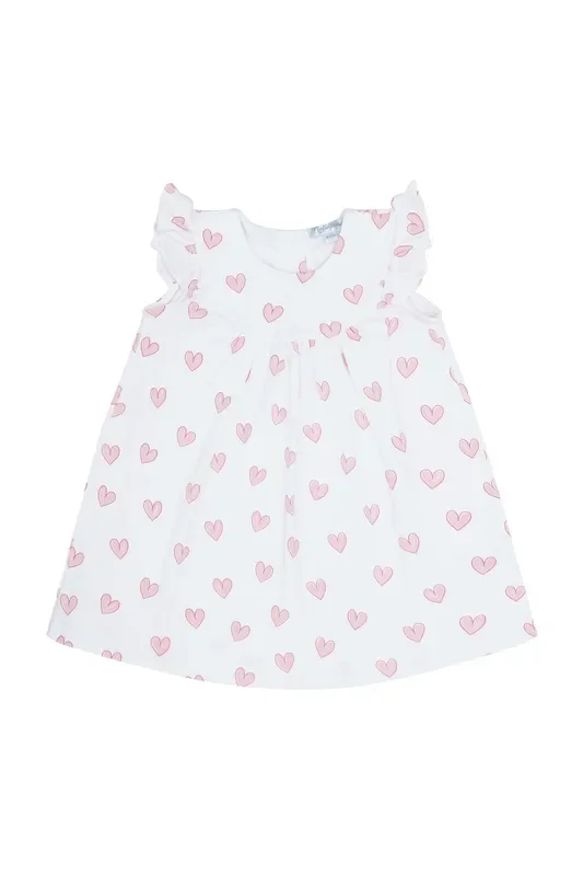 Pink Heart Print Scoop Neck Dress