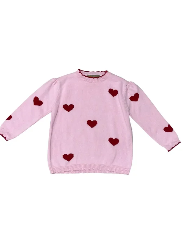 Pink Hearts Crew Sweater