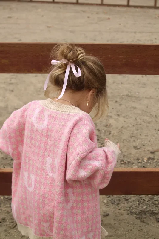 Pink Horseshoe Western Cardigan – Cozy Cowgirl Sweater For Toddlers & Girls | Safehaven Boutique