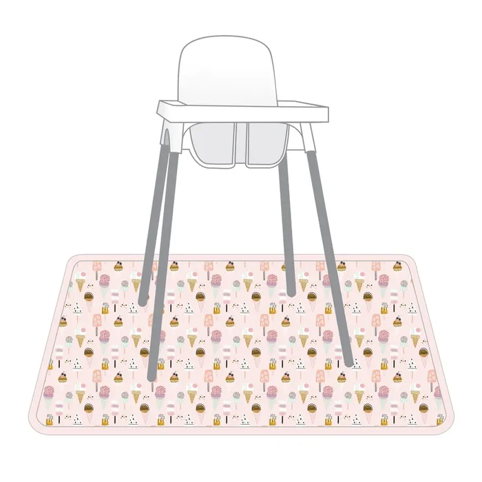 Pink Ice Cream Splash Mat – A Waterproof Catch-All For Highchair Spills And More!