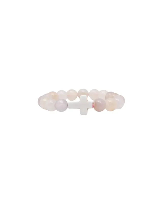 Pink Large Stone Cross Bracelet
