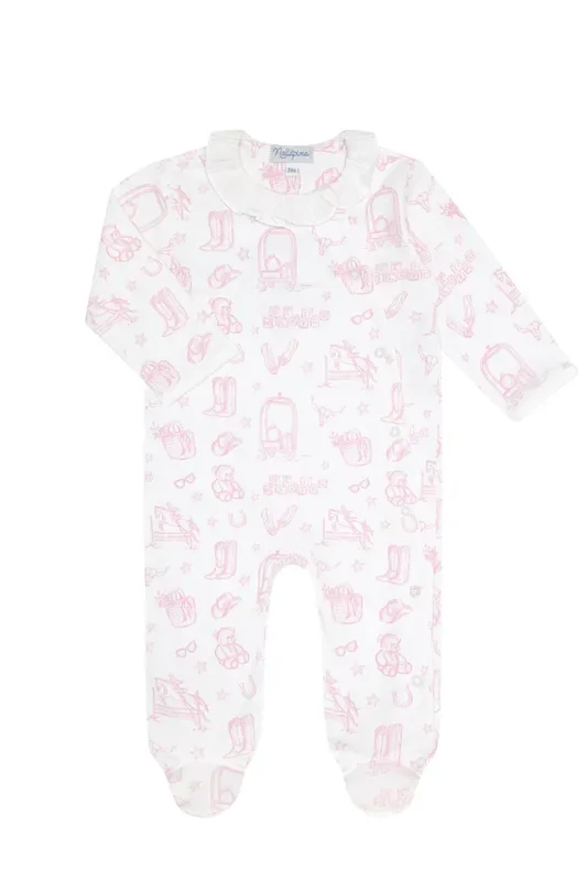 Pink Lone Star Toile Print Crossover Footie
