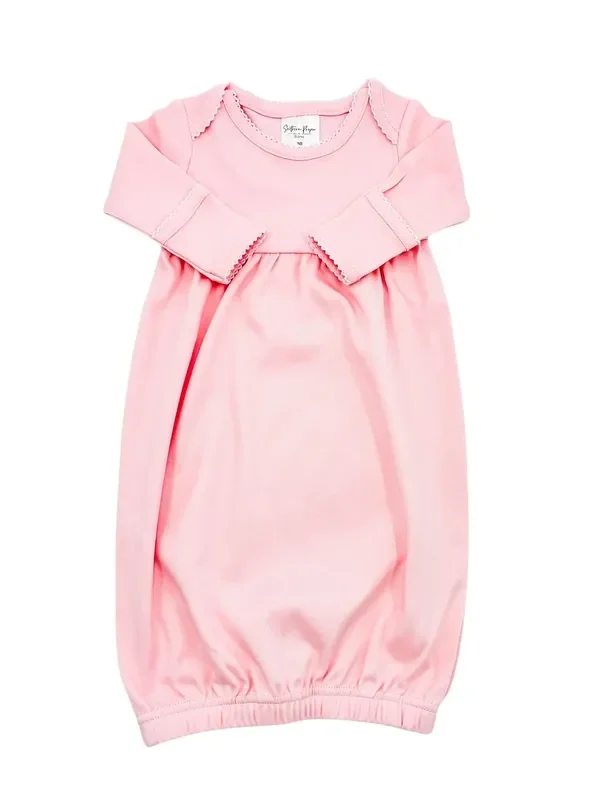 Pink Picot Trim Newborn Baby Gown