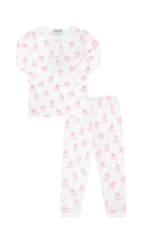 Pink Puppy Love Print Pajamas