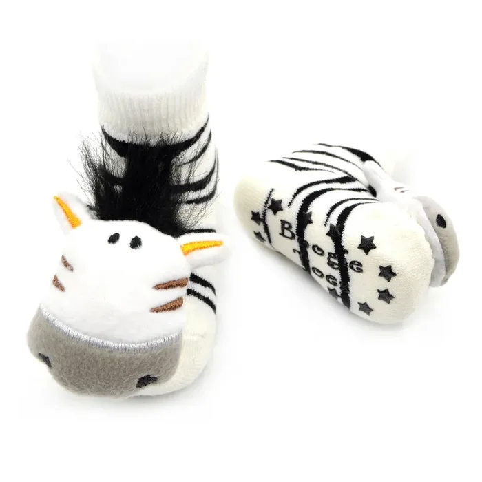 Playful Zebra Boogie Toes Rattle Socks