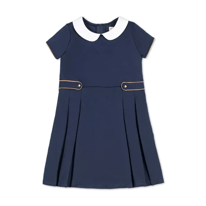 Pleated Ponte Dress With Collar – Baby