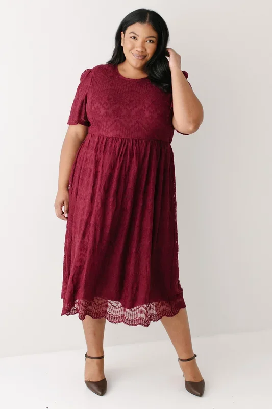 Plus ‘Jewel’ Lace Overlay Midi Dress