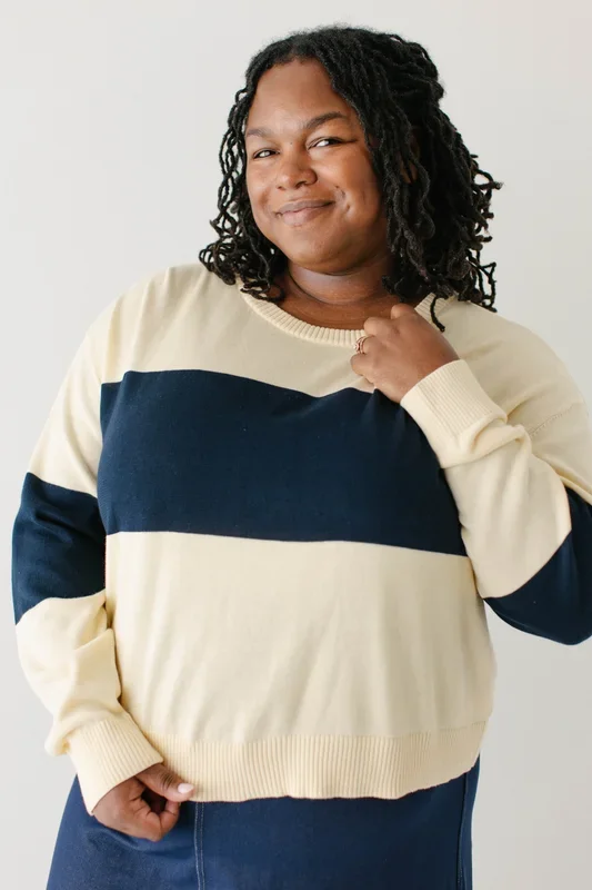 Plus ‘Truth’ Organic Cotton Navy Stripe Sweater FINAL SALE