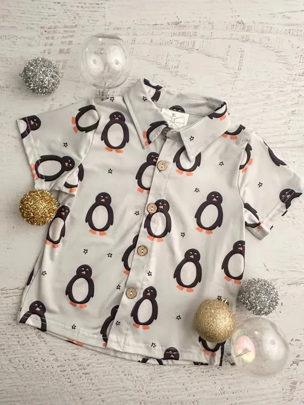 Polar Penguin Boy’s Button Down Top