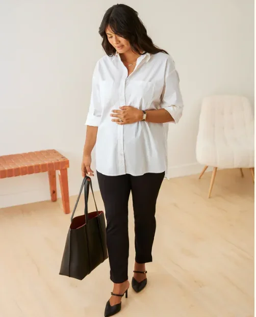 Poplin Maternity + Nursing Button Up Shirt