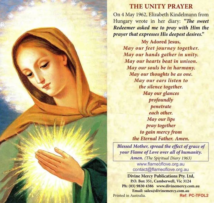 Prayer Card – The Flame of Love Unity Prayer