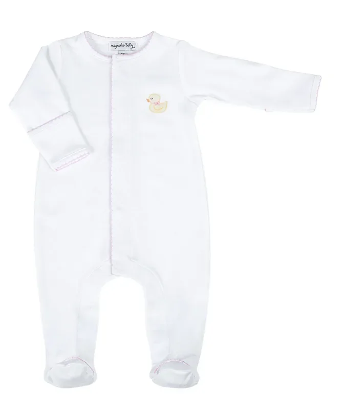 Precious Ducklings Embroidered Footie | Pink