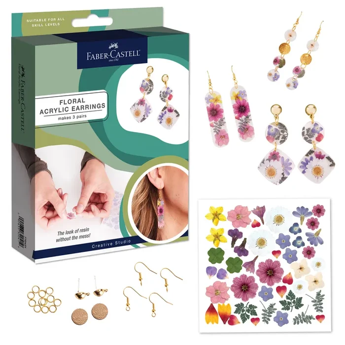 Pressed Floral Earrings – Adult Craft Kit Makes 3 Pairs