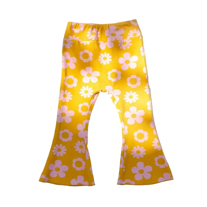 Printed Daisy Jersey Knit Bell Bottoms For Baby Toddler And Girls