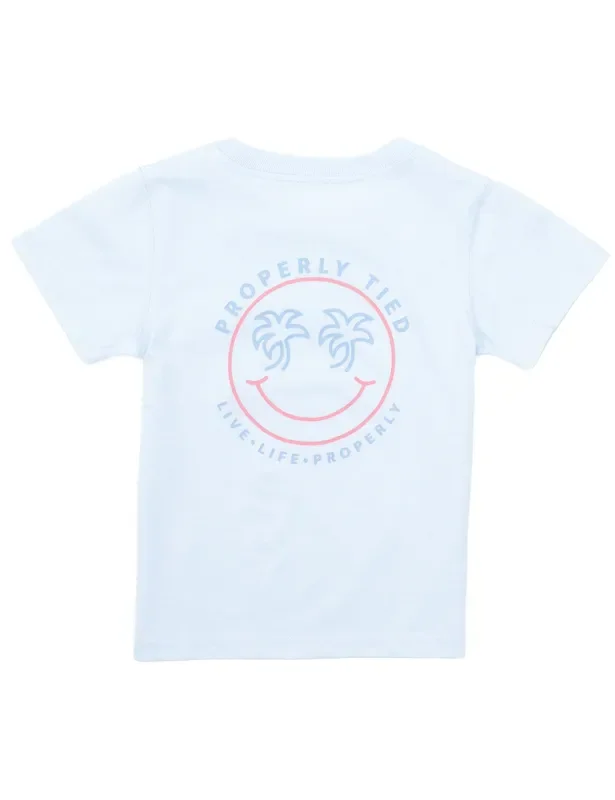 Properly Tied Girls Periwinkle Smiley Short Sleeve Tee