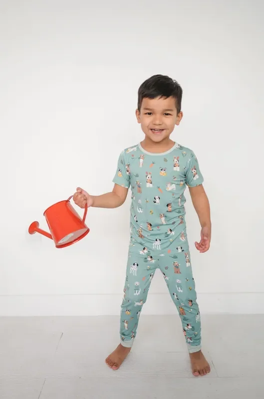 Puppy Egg Hunt (short Sleeve Pj) – Aquamarine