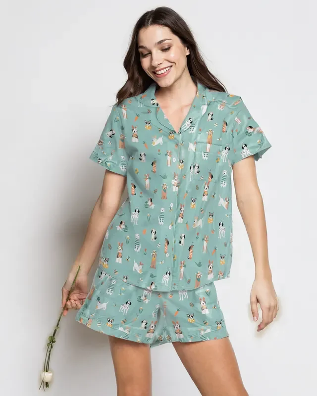 Puppy Egg Hunt (women’s Short Sleeve Pj) – Aquamarine