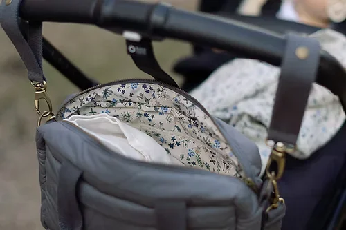 Quilted Stroller Bag – Slate/Wildflower Print