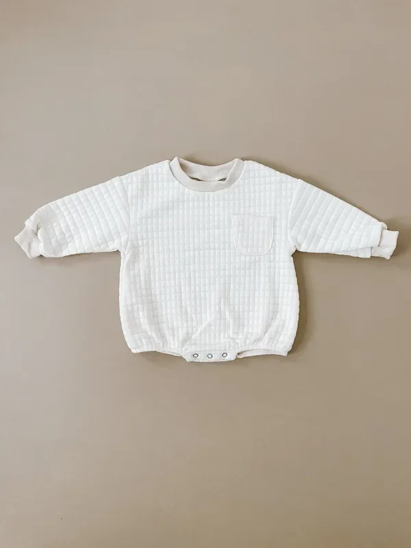 Quilted Sweatshirt Romper – Cloud
