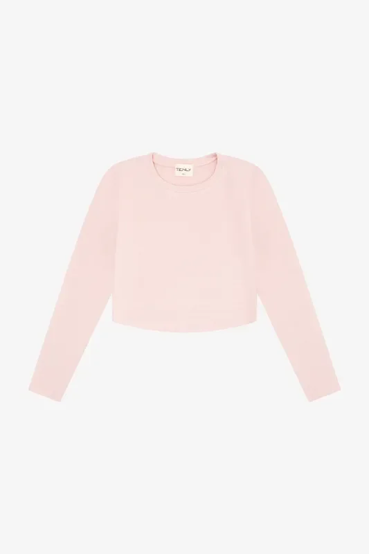Rayon Rib Curved Hem Long Sleeve Top