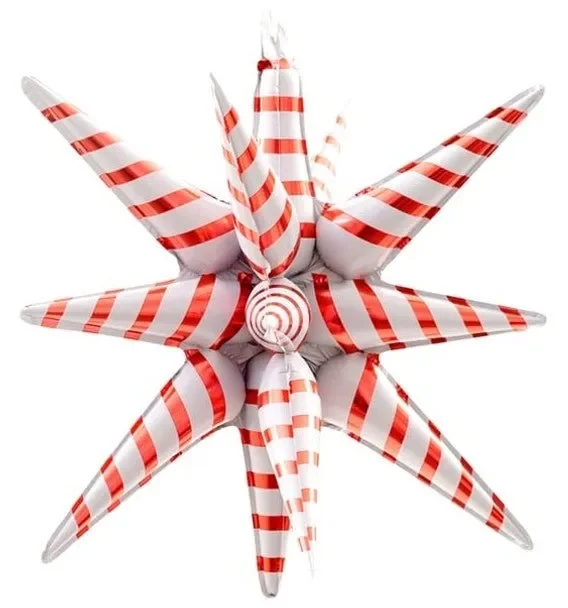 Red And White Candy Cane Starburst Balloon (22 Inches)