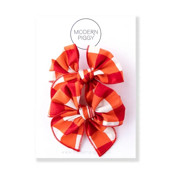 Red Buffalo Check | Pigtail Set – Petite Party Bow