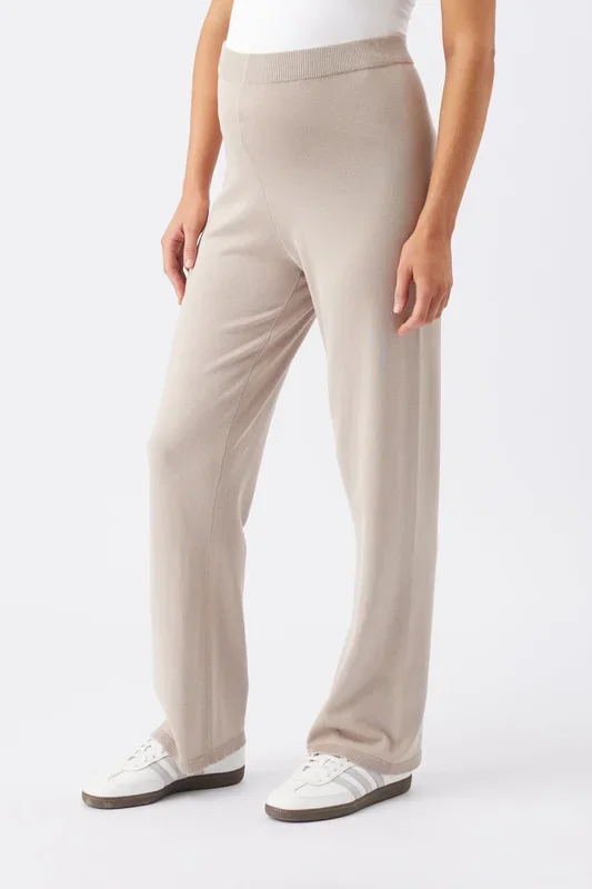 Relaxed Fit Maternity Knit Trousers Sand