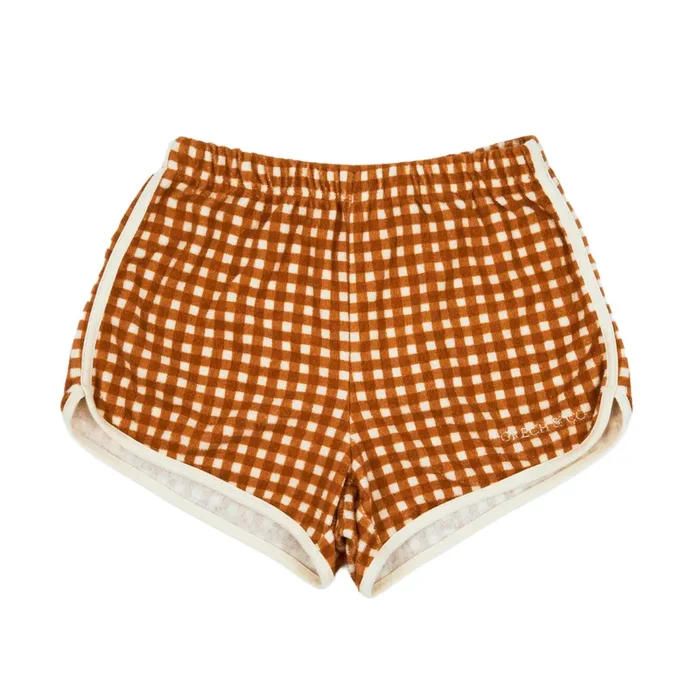 Retro Shorts | Organic Cotton Terry – Sienna Gingham |