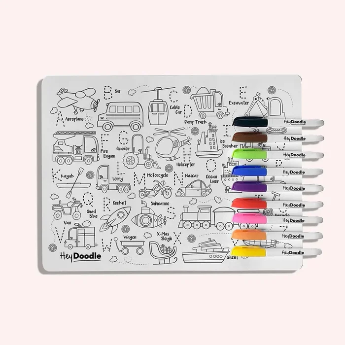 Reusable Colour In Placemat ABC – Toot Toot Honk Honk