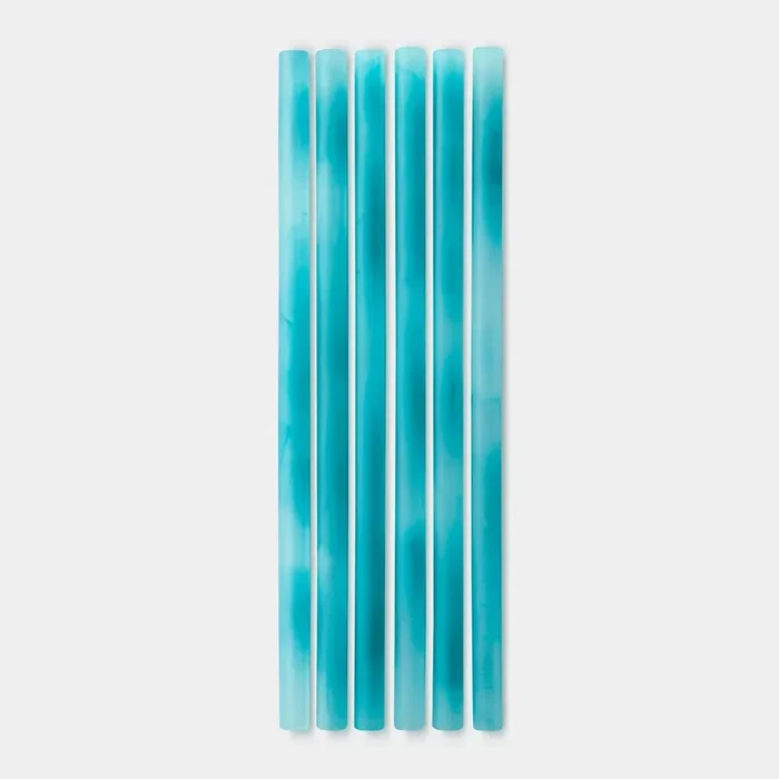 Reusable Silicone Ocean Straw – 6 Pack