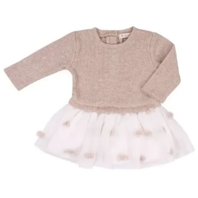 RIB-KNITTED WITH LUREX AND PLUMETIS VOILE DRESS