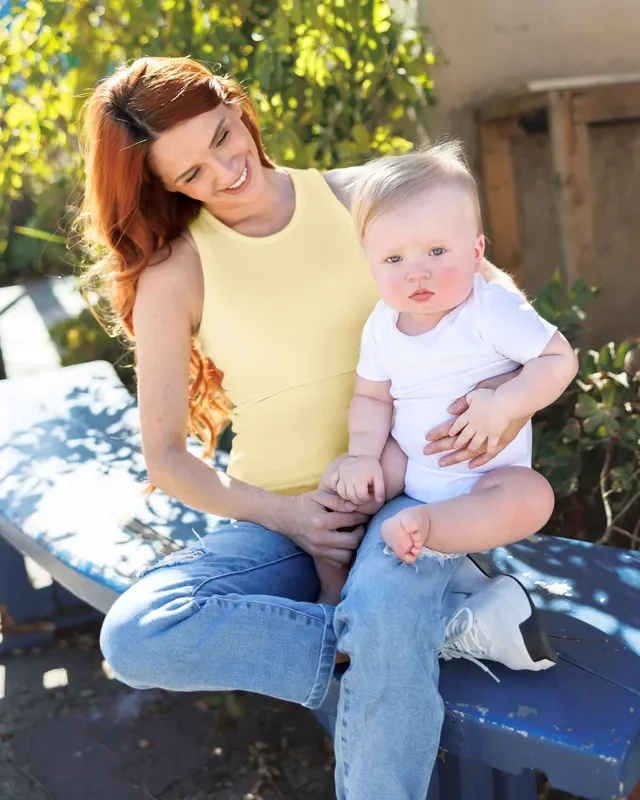 Ribbed Bamboo Racerback Nursing Tank | Butter Yellow