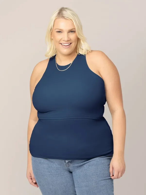 Ribbed Bamboo Racerback Nursing Tank | Navy