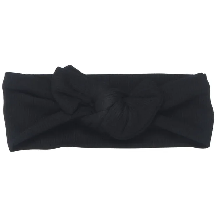 Ribbed Black Knotted Headband
