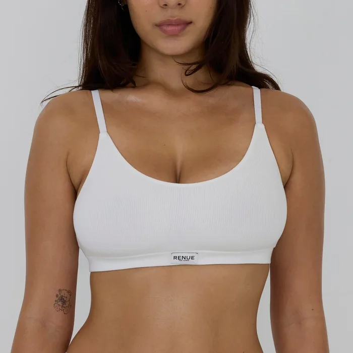 Ribbed Crop Top Bralette – White
