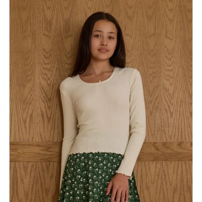 RIBBED LONG SLEEVE || IVORY – TEEN