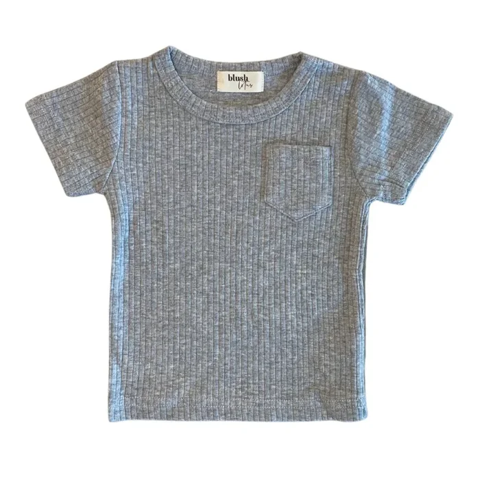 Ribbed Pocket Tee – Heather Gray