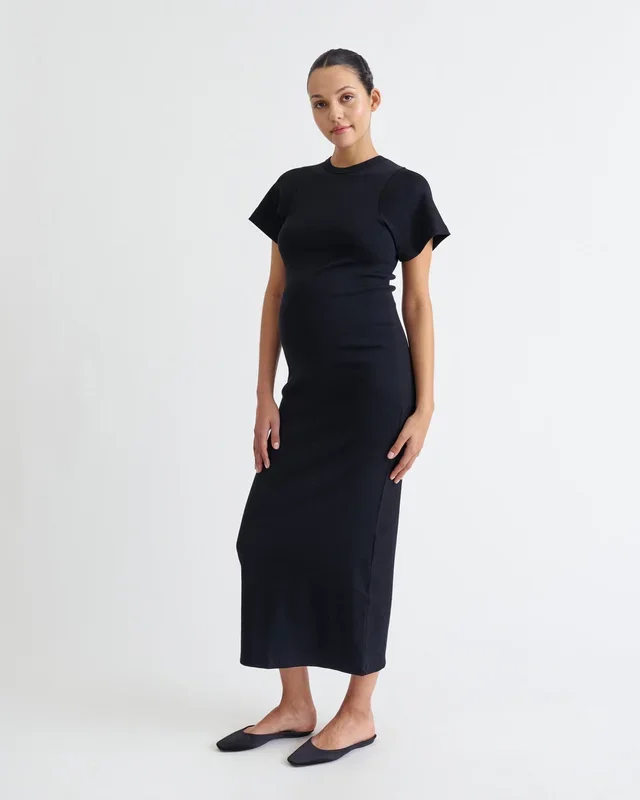 Ribbed Shortsleeve Pregnancy Dress