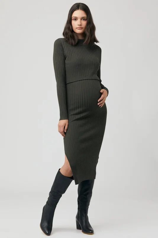 Rippstrick Umstands- und Stillkleid