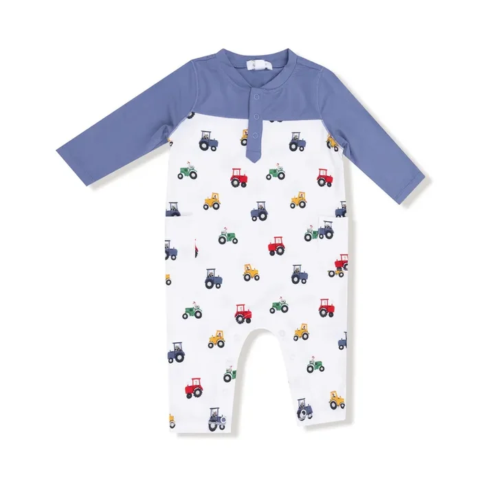 Romper with Contrast Sleeves – Mini Tractors