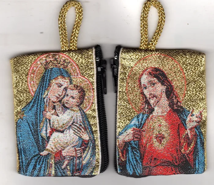 Rosary Purse – Our Lady of Mt Carmel and Sacred Heart of Jesus Small