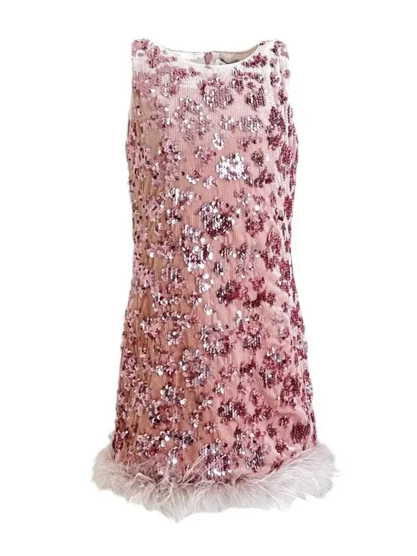 Rose Gold Sequin Feather Dress