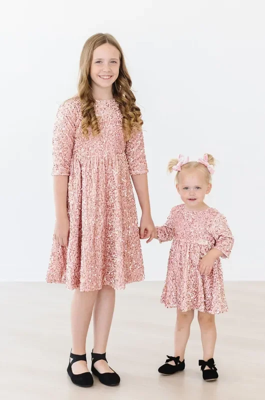 Rose Gold Velvet Sequin Dress